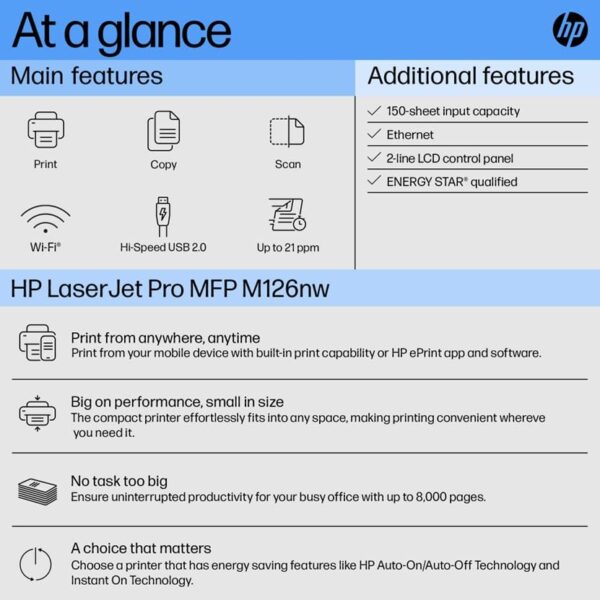 HP Laserjet Pro M126nw All-in-One B&W Monochrome Printer for Home: Print, Copy, & Scan, Compact, Easy Mobile Printing, Black - Image 5