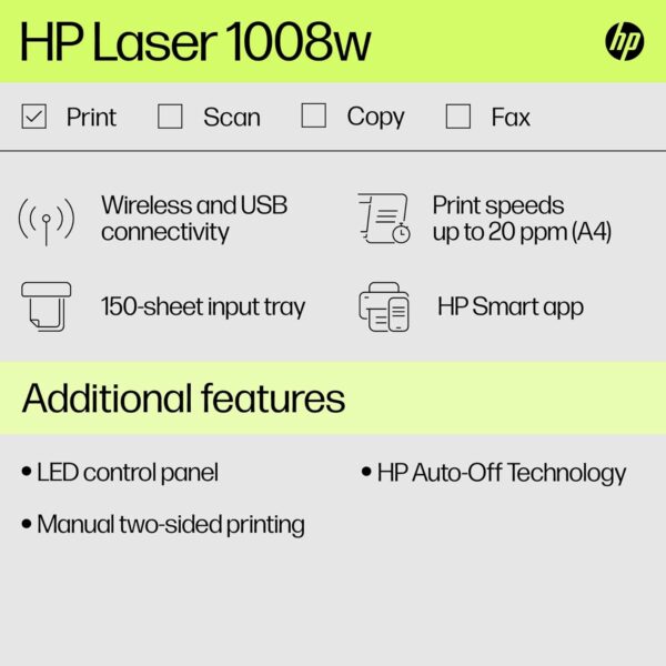 HP 1008A Single Function Monochrome Laser Printer - Image 5